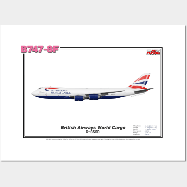 Boeing B747-8F - British Airways World Cargo (Art Print) Wall Art by TheArtofFlying